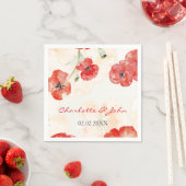 Pretty Red Poppies floral wedding napkin (Insitu)
