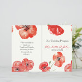 Pretty Red Poppies floral wedding program (Standing Front)