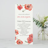 Pretty Red Poppies floral wedding programs (Standing Front)