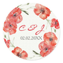 Pretty Red Poppies floral wedding stickers