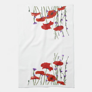 Pretty Red Poppies Kitchen Towel