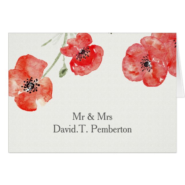 Pretty Red Poppies modern floral Place Cards (Front Horizontal)