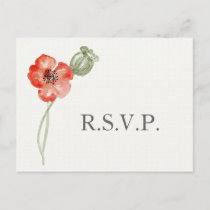 Pretty Red Poppies modern floral wedding rsvp Invitation Postcard