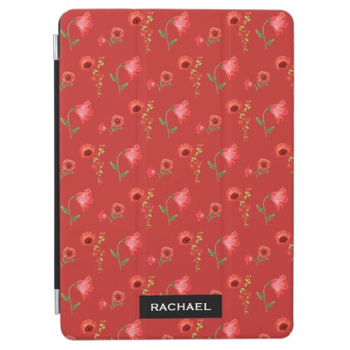 Pretty Red Poppies Pattern Personalised iPad Air Cover