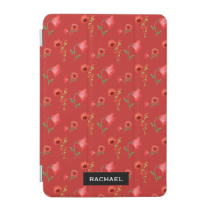 Pretty Red Poppies Pattern Personalised iPad Mini Cover