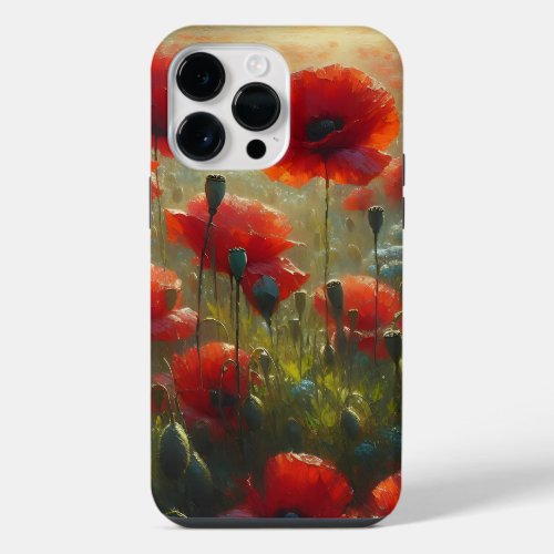 Pretty Red Poppy Field on a Summer Day   iPhone 14 Pro Max Case