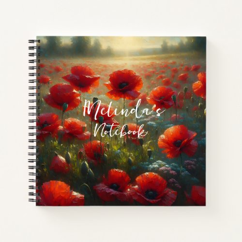 Pretty Red Poppy Field on a Summer Day  Notebook
