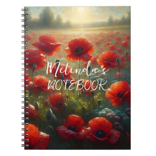 Pretty Red Poppy Field on a Summer Day Notebook