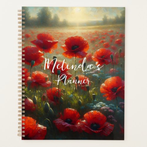 Pretty Red Poppy Field on a Summer Day Planner