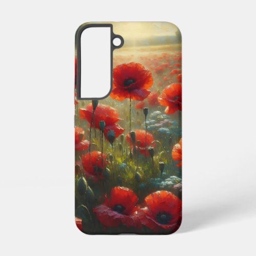 Pretty Red Poppy Field on a Summer Day   Samsung Galaxy S22 Case