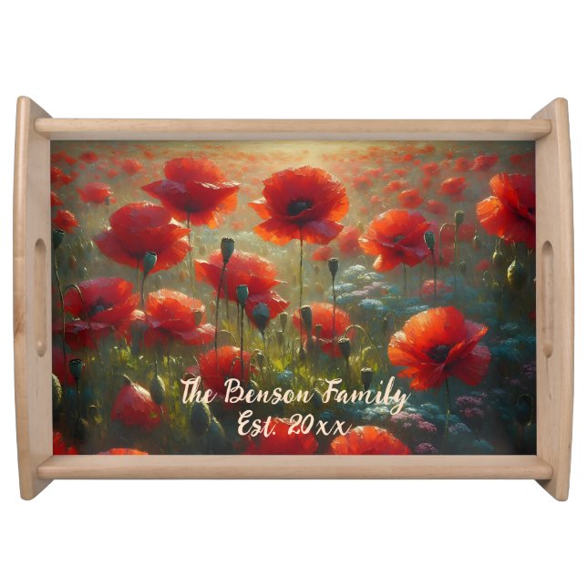 Pretty Red Poppy Field on a Summer Day  Serving Tray (Front)