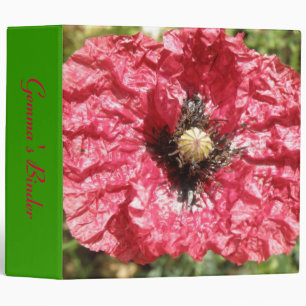Pretty Red Poppy Flower Macro Custom Binder