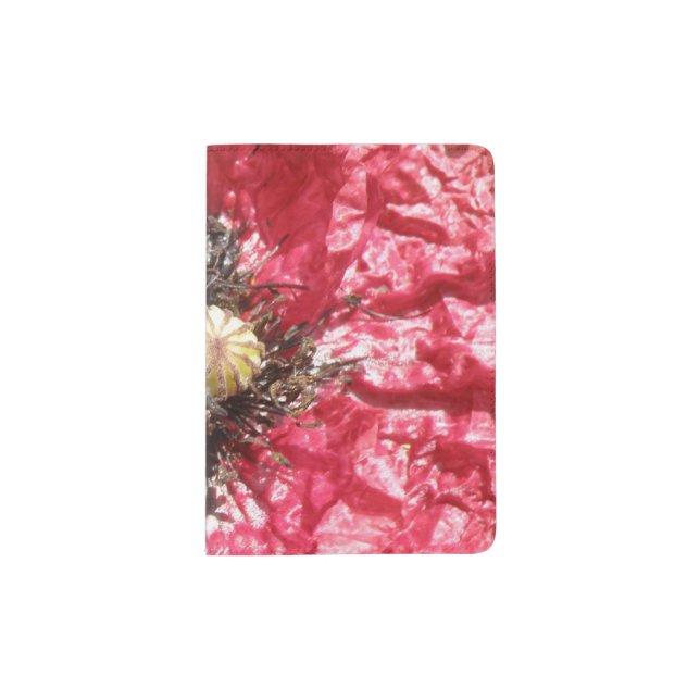 Pretty Red Poppy Flower Macro Passport Holder (Front)