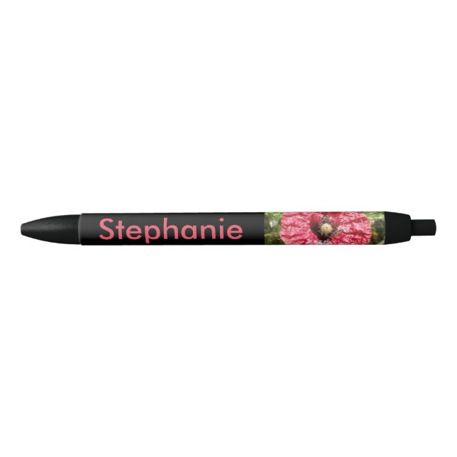 Pretty Red Poppy Flower Macro Personalized Pen (Front)