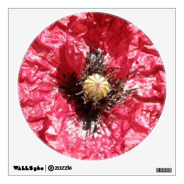 Pretty Red Poppy Flower Macro Wall Decal (Front)