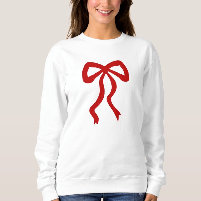 Pretty Red Ribbon Bow Festive  Sweatshirt (Front)