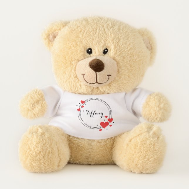 Pretty Red Romantic Hearts Teddy Bear (Front)