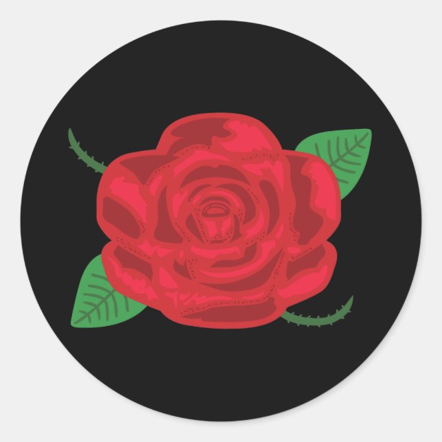 Pretty Red Rose Classic Round Sticker (Front)