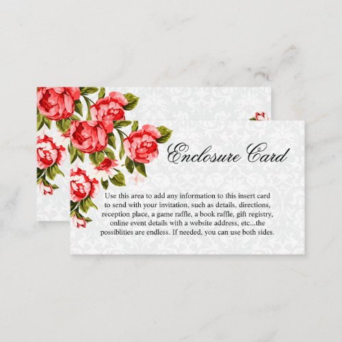 Pretty Red Rose Floral Enclosure Card