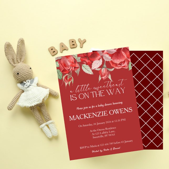 Pretty Red Rose Florals Baby Shower Invitation (Creator Uploaded)