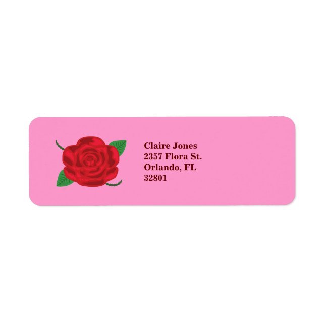 Pretty Red Rose Label (Front)