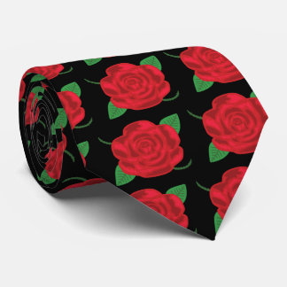 Pretty Red Rose Neck Tie