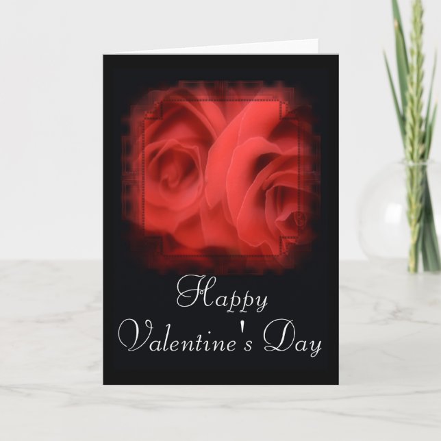 Pretty Red Roses Happy Valentine's Day Card 1 (Front)