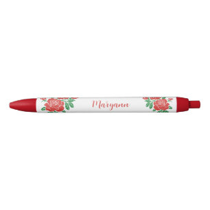 Pretty Red Roses Personalized Ink Pen