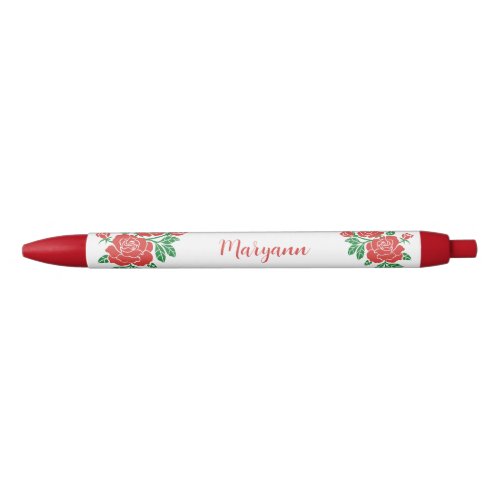 Pretty Red Roses Personalized Ink Pen