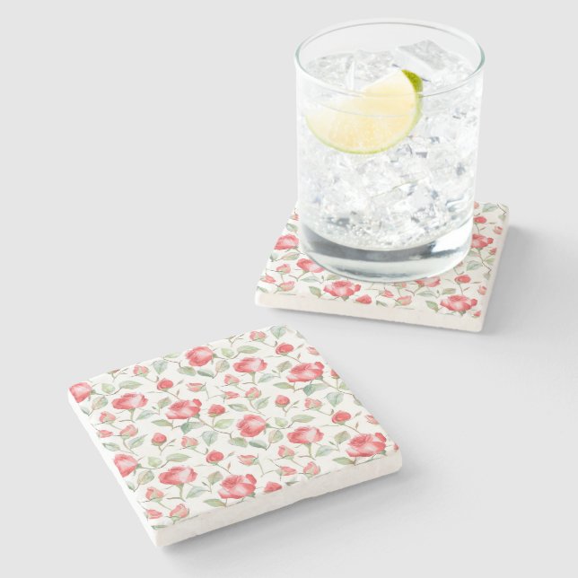 Pretty Red Roses  Stone Coaster (Side)