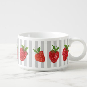 Pretty red strawberries Blue stripes Cute Bowl