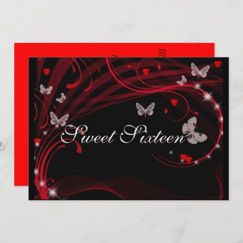 Pretty Red Sweet Sixteen Invitation