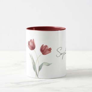 Pretty Red Tulip Flowers Mug