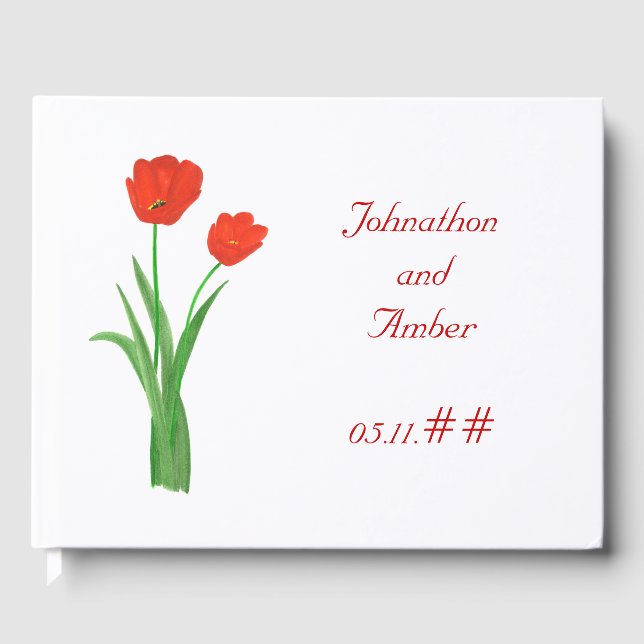 Pretty Red Tulips Custom Guestbook (Front)