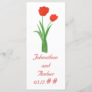 Pretty Red Tulips, custom menu cards for weddings