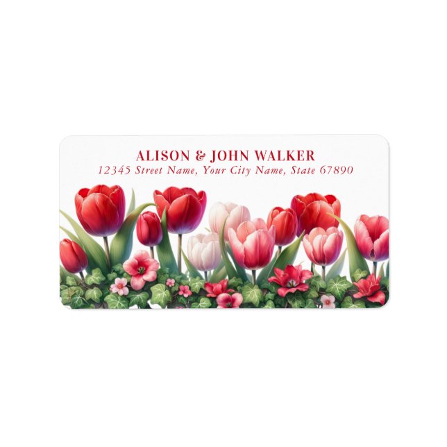 Pretty Red Tulips Return Address Labels (Front)