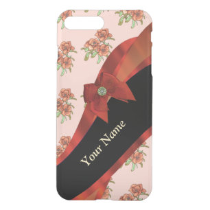 Pretty red vintage floral flower pattern iPhone 8 plus/7 plus case