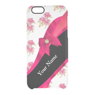 Pretty red vintage floral flower pattern clear iPhone 6/6S case