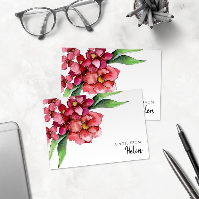 Pretty Red Watercolor Flowers Thank You Card (Creator Uploaded)