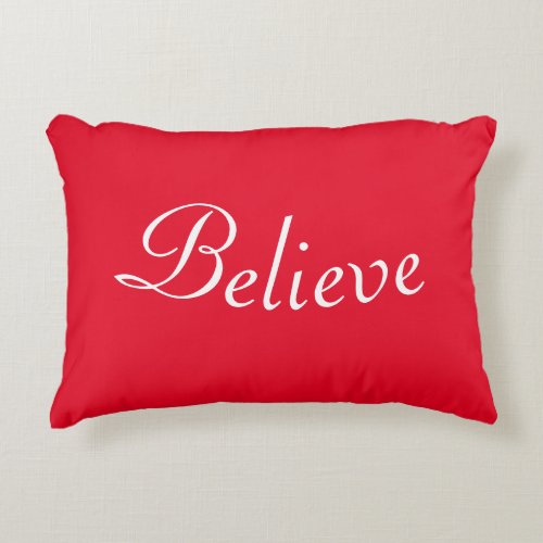 Pretty red  white Believe Christmas Accent Pillow