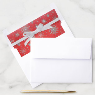Pretty Red White Christmas Card or Invitation Envelope Liner