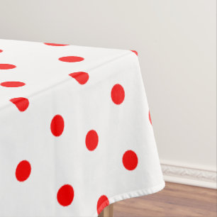 Pretty Red White Polka Dots Tablecloth