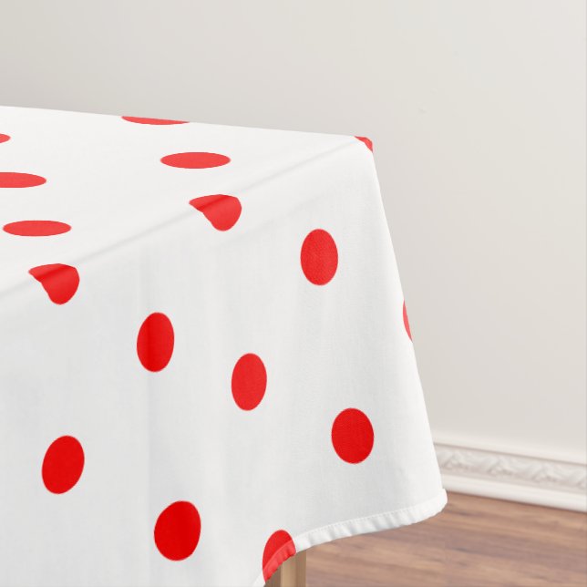 Pretty Red White Polka Dots Tablecloth (In Situ)