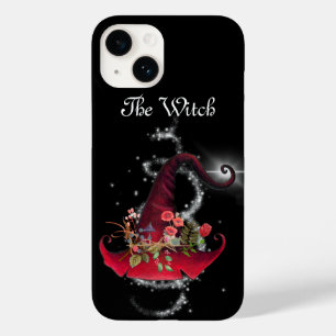 Pretty Red Witches Hat Floral Black Case-Mate iPhone 14 Case
