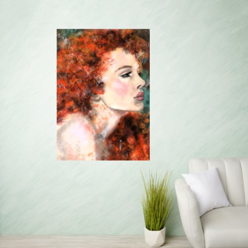 Pretty Redhead Woman _ Painting Wall Decal