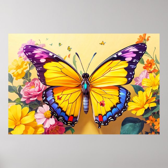 Pretty Resting Butterfly Illustration Design Poster (Front)