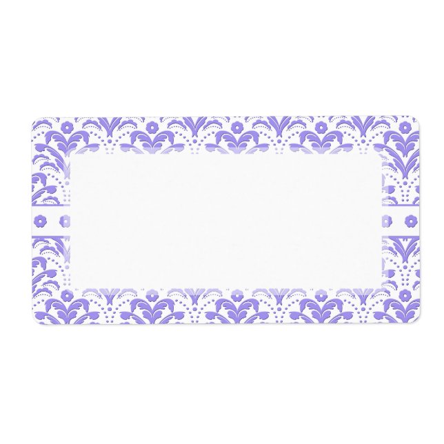 Pretty Retro 1930s Art Deco Purple Damask Pattern Label (Front)