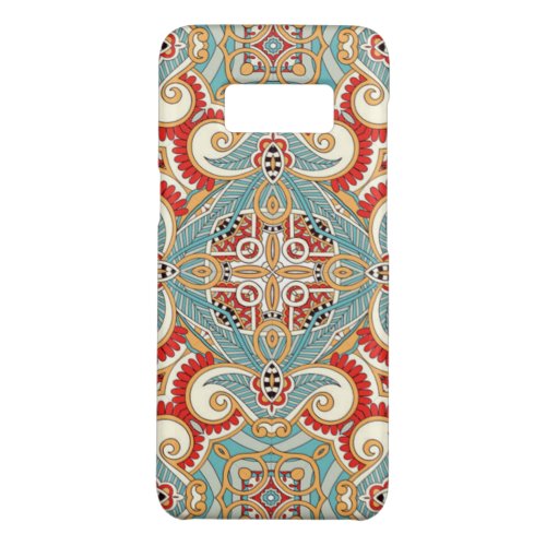 Pretty Retro Chic Red Teal Floral Mosaic Pattern Case_Mate Samsung Galaxy S8 Case