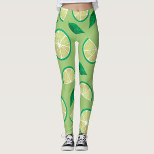 Pretty retro color l Lemon Green pattern Leggings