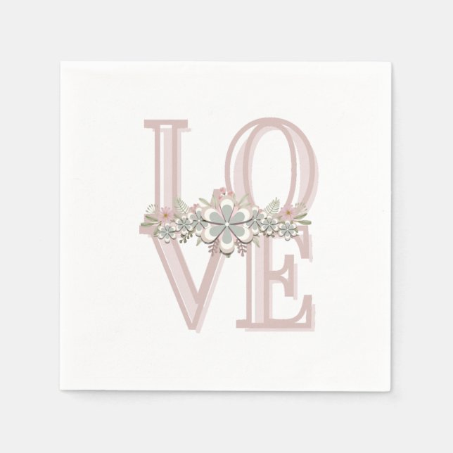 Pretty Retro Floral Pink/Green Faux Embossed  Napkins (Front)